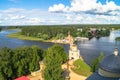 View from the bell tower of the Epiphany Cathedral in the direction of the dam and Svetlitskaya gate tower. Royalty Free Stock Photo