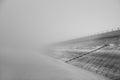 The Dam in the fogg. Misty. Minimalism. Black and White.