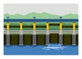 Dam gate. Simple flat illustration. Royalty Free Stock Photo