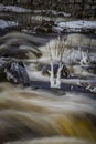 Dam gates open at Lake Vasman in Ludvika, Sweden, due to snowmelt flooding