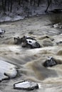 Dam gates open at Lake Vasman in Ludvika, Sweden, due to snowmelt flooding