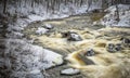 Dam gates open at Lake Vasman in Ludvika, Sweden, due to snowmelt flooding