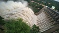 River water is stored in dam and released Slow motion video