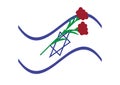 Red Green dam hamaccabim blood of the Maccabees flower on Blue White Israeli flag