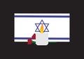 Israel Memorial day design, Blue White Israel flag. memorial candle and dam hamaccabim blood of the Maccabees flower