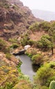 Dam of the header of the Arure ravine in La Gomera, Canary Islands Spain