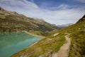 Dam impounding lake Goeschenen in the Swiss alps Royalty Free Stock Photo