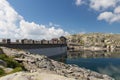 Dam at Lago della Vacca in Brescia Province, Lombardy, Italy