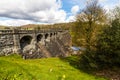 Dam of the lake Llyn Vyrnwy reservoir, Oswestry,  North Wales Royalty Free Stock Photo