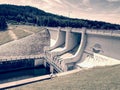 Dam on Lipno lake, main weir on popular dam on Vltava river Royalty Free Stock Photo