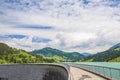 Dam in Longrin, Switzerland with a beautiful landscape in the background