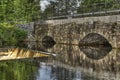 Dam and old stone bridge of the hydroelectric power station in HDR Royalty Free Stock Photo