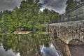 Dam and old stone bridge of the hydroelectric power station in HDR Royalty Free Stock Photo