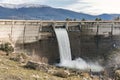 Dam over Eresma river, Segovia Spain. Pontoon Reservoir Royalty Free Stock Photo