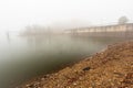 Dam on the Ponsul river, Penha Garcia, Portugal on a foggy day