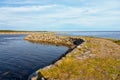 Dam to the island Muksalma, Solovetsky archipelago, Russia Royalty Free Stock Photo