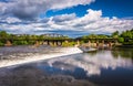Dam and train bridge over the Delaware River in Easton, Pennsylvania. Royalty Free Stock Photo
