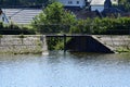 dam wall of Heilbachsee with the overflow Royalty Free Stock Photo