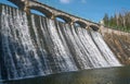 The dam and waterfall on the river Lomnica Royalty Free Stock Photo