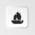 Damage, earthquake, home, house icon - Vector. Insurance neumorphic style vector icon. Royalty Free Stock Photo