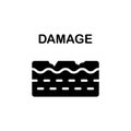 Damage Skin Dermatology Problem Silhouette Icon. Injury Surface of Skin Black Pictogram. Old Wrinkled Skin, Psoriasis