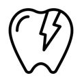 Damage teeth vector thin line icon