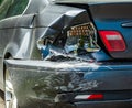 Damage to rear of car after a crash Royalty Free Stock Photo