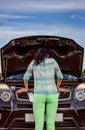 Damage to vehicle problems on the road. Royalty Free Stock Photo