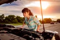 Damage to vehicle problems on the road. Royalty Free Stock Photo