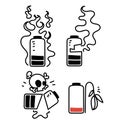 damaged battery icon doodle sketch Royalty Free Stock Photo