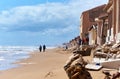 Damaged beach houses. Spain