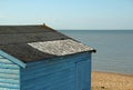 Damaged beach hut roof repair Royalty Free Stock Photo