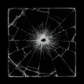 Damaged black texture, white cracks forming a radial pattern Royalty Free Stock Photo
