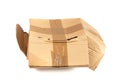 Damaged Box Isolated, Craft Paper Delivery Package, Broken Carton Packaging, Crumpled Cardboard Box