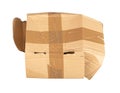 Damaged Box Isolated, Craft Paper Delivery Package, Broken Carton Packaging, Crumpled Cardboard Box Royalty Free Stock Photo