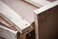 Damaged box of wooden boards with nails Royalty Free Stock Photo