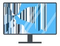 Broken screen of TV or computer monitor vector Royalty Free Stock Photo