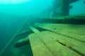 Damaged cabin trunk of the wooden schooner shipwreck the Bermuda Royalty Free Stock Photo