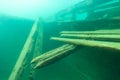 Damaged cabin trunk of the wooden schooner shipwreck the Bermuda Royalty Free Stock Photo