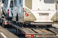 Damaged Camper Vans RV Towed Away to a Repair Shop