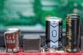 Damaged Capacitor On A Circuit Board Royalty Free Stock Photo