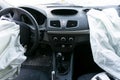 Damaged car airbags Royalty Free Stock Photo