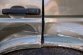 Damaged car door and fender after an accident Royalty Free Stock Photo