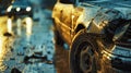 Damaged Car Sitting in Rain Royalty Free Stock Photo