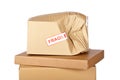 Damaged cardboard box Royalty Free Stock Photo