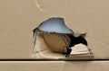 Damaged cardboard box broken shipping freight. Royalty Free Stock Photo