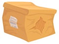 Damaged cardboard box cartoon icon. Crumpled container Royalty Free Stock Photo