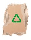 Damaged cardboard with recycling symbol Royalty Free Stock Photo