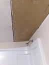 Damaged ceiling repair now drywall ceiling patching shower work bathroom remodel