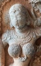 Damaged chest of woman at Krishna Temple, Hampi, Karnataka, India